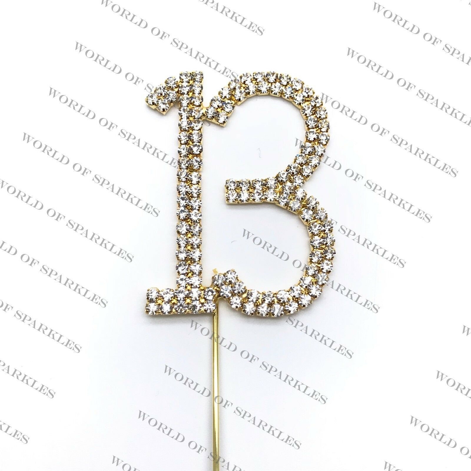 120mm Gold Diamante Cake Pick Topper Sparkly Numbers for Party Anniversary UK