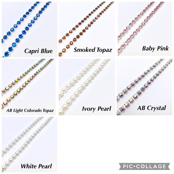 1 Metro Strass Catena Corda Orlo Brillantini Argento Base - Foto 5