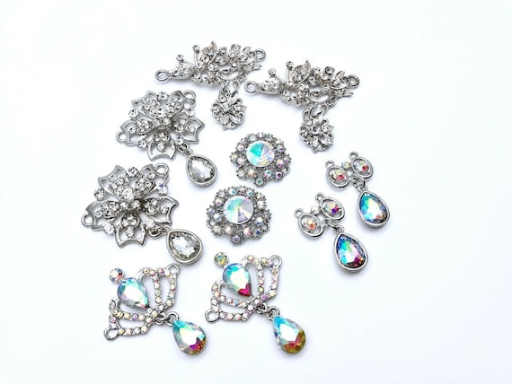 Silver Rhinestone Diamond Gem Crystal Hair Brooch for 