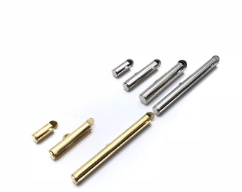 Slide On End Clasp Tubes Slider End Caps in Silver Gold for Jewellery Making in Various Size and Quantity