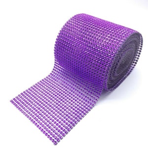 Fita roxa com efeito de strass brilhante, 1m, diamante, para roupas, vestido de noiva, decoração de bolo, acessório de costura
