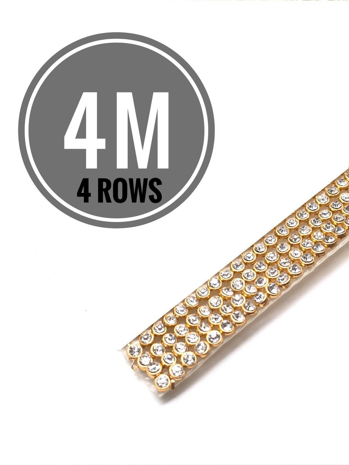 Gold Ribbons With Clear Crystal Iron on Diamante Transfers Etsy UK