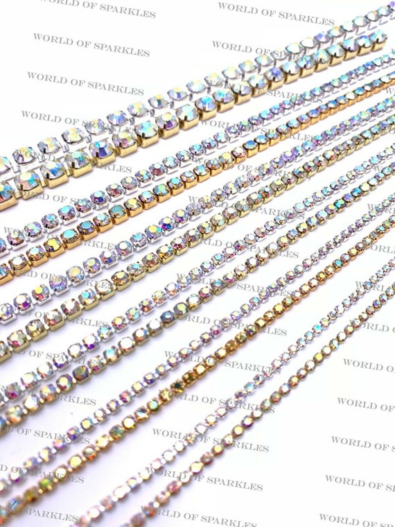 Ab Gold Craft Chain Vegas Diamante Motif Crystal AB/Gold – Shine Trimmings ...