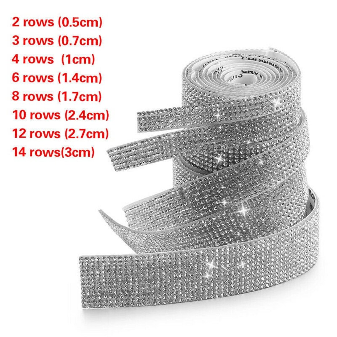 Self Adhesive Rhinestone Strips Diamond Bling Crystal Ribbon Sticker Wrap  For Craft Jewel Tape Roll With Rhinestones For Diy Car Phone Christmas Decor