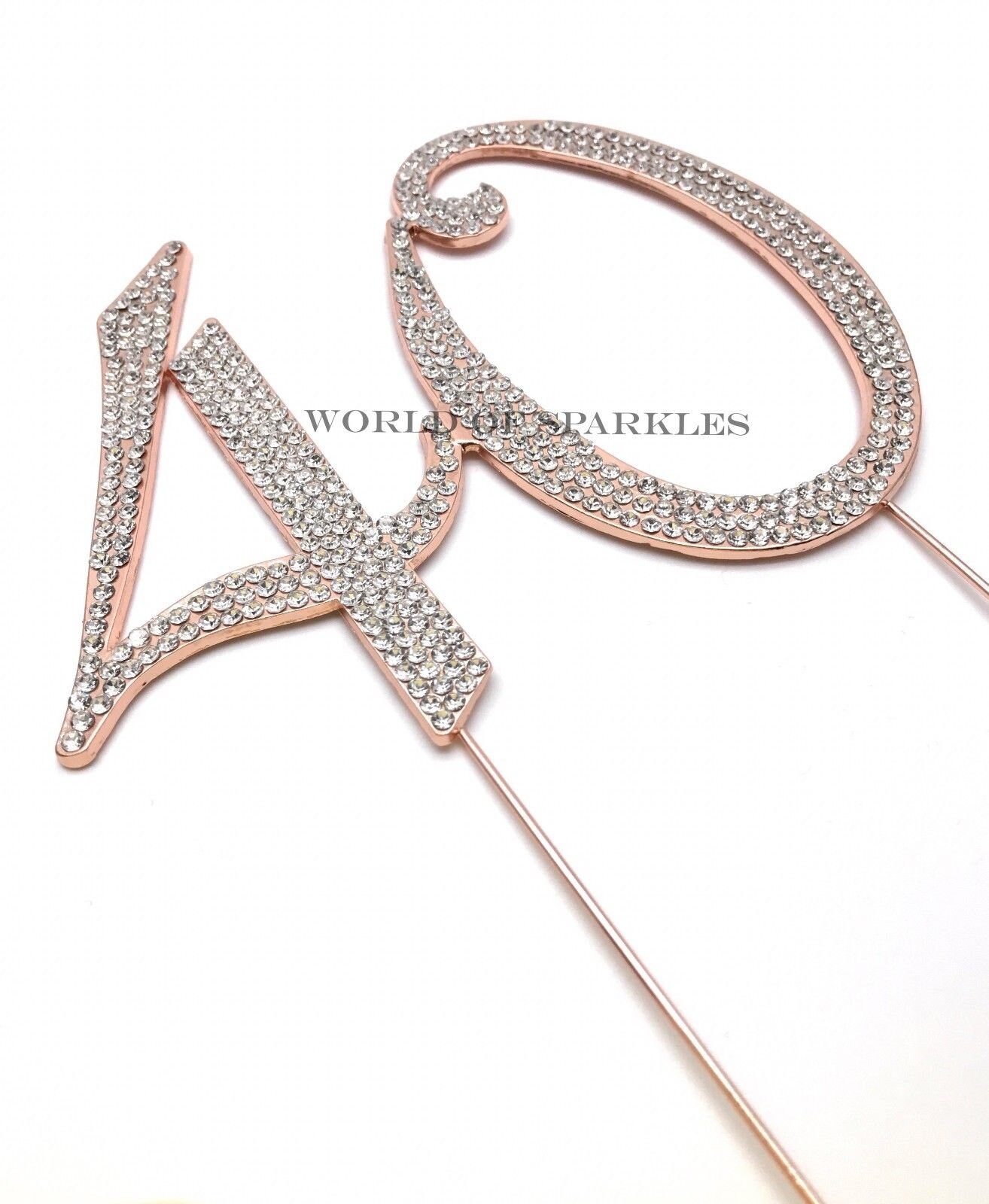 Diamante Rhinestone Cake Topper Rose Gold Numbers for Birthday Wedding ...