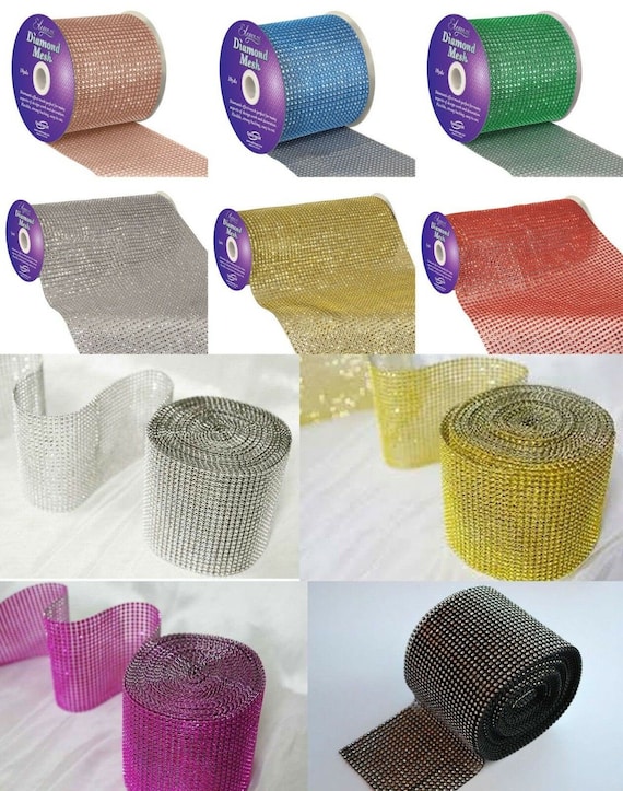 1M+1 M FREE SPARKLY SILVER DIAMANTE RHINESTONE EFFECT MESH RIBBON CAKE TRIM