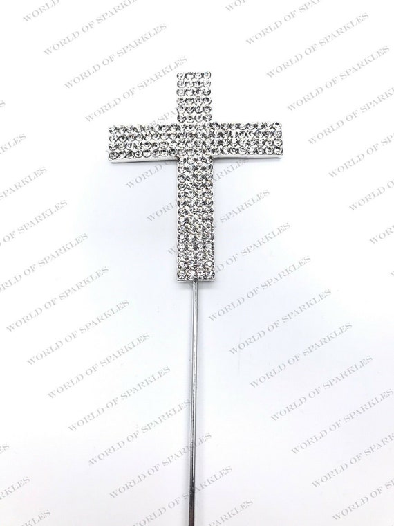 Gold Kreuz 2 Reihen Tortenaufsatz Diamant Edelsteine Für Heilige Kommunion Taufe