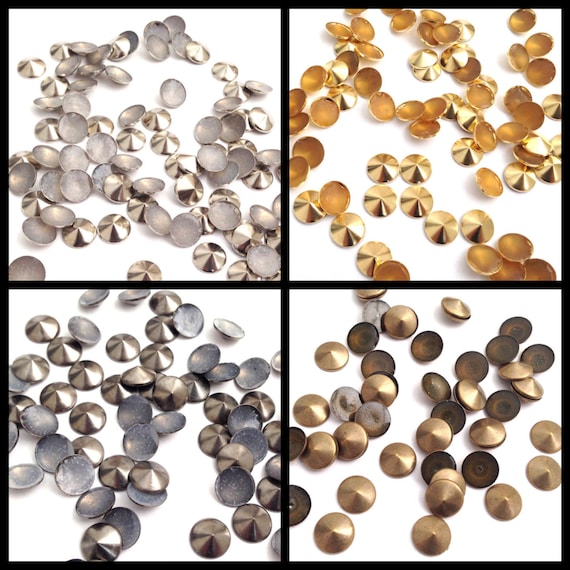 50pcs Iron on Hotfix Studs Top Pointed Round Nail Head Gun  display picture 3