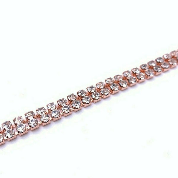 1M - SS12 Diamante Diamond Rose Gold Chain for Trim Party Wear Wedding Dress Cake Gift Accessory Decoration