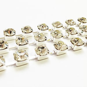 SS6 1m Argento A ++ Qualità Strass Diamante Diamante Cristallo Catena di Vetro per Party Dress Home Cake Gift Decoration
