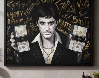 Lienzo de lujo estilo gánster con detalles dorados – Arte urbano