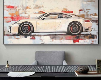 Classic Car Canvas Print – Ivory Sports Car Automotive Art
