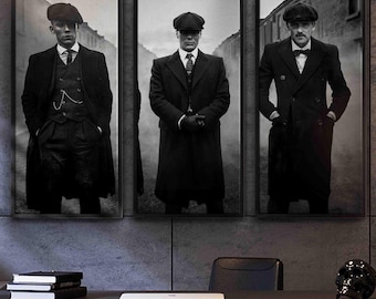 Peaky Blinders Trio Canvas Art | Vintage Mafia Decor