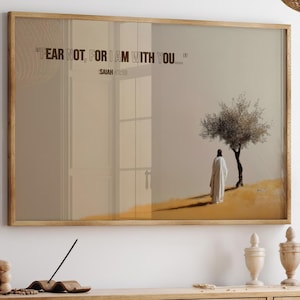 Fear Not for I Am With You Canvas – Isaiah 41:10 Minimalist Christian Wall Art, Faith-Inspired Bible Verse Print for Home or Church
