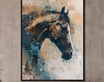 Abstract Horse Print – Equestrian Portrait, Animal Wall Art