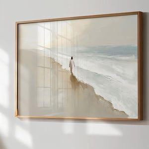 Gesù che cammina sull'acqua, quadro murale / tela di fede cristiana / dipinto di Gesù spirituale / decorazione ispirata ai versetti della Bibbia / arte cattolica minimalista