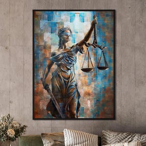 Goddess of Justice Abstract Law Wall Art, Lady Justice, Gavel, Scales of Justice Art, Lawyer Print Set, Lawyer Gift, Lawyer Office Decor