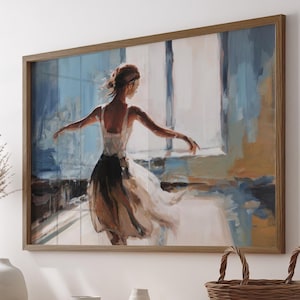 Grace in Motion – Abstract Ballet Dancer Painting | Elegant Woman Dancing Canvas Art | Modern Ballerina Wall Decor | High Quality Print