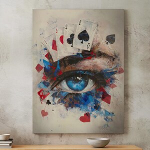 Lienzo decorativo para pared con cartas de póquer Ace Card / Impresión de cartas de juego de casino / Decoración para salas de juegos y cuevas de hombres / Obras de arte contemporáneas de póquer / Arte mural genial