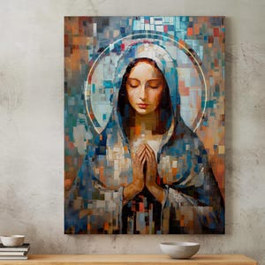 Jungfrau Maria katholische Wandkunst für moderne Häuser | Mutter Maria Wohnkultur | Christliche Kunst | Einzigartiges katholisches Geschenk | Heiligste Jungfrau Kunst