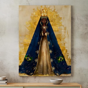 Our Lady of Aparecida Religious Wall Art | Abstract Watercolor Painting, Spiritual Catholic Prints, Christian Wall Art, Catholic Wall Art