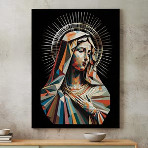Jungfrau Maria katholische Wandkunst für moderne Häuser | Mutter Maria Wohnkultur | Christliche Kunst | Einzigartiges katholisches Geschenk | Heiligste Jungfrau Kunst