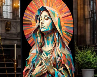 Abstract Virgin Mary Canvas Print | Modern Catholic Wall Art