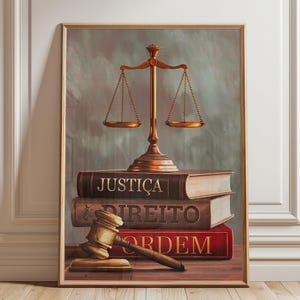 Justice Symbols Canvas Print – Law Office Wall Art with Scales, Gavel & Book | Legal Decor for Professionals - Gift for Attorneys