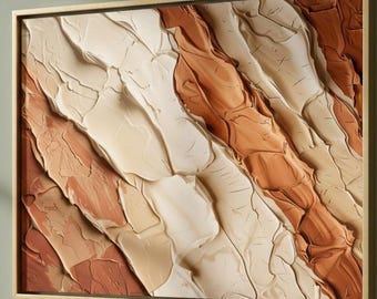 Textured Terracotta Earth Relief Painting | Modern Beige Abstract Wall Art