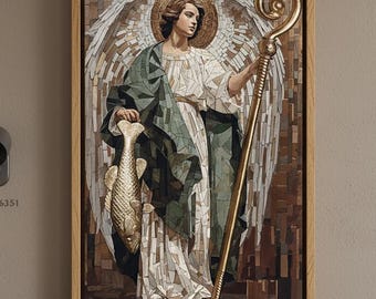 Saint Raphael Erzengel Kunstdruck, Mosaik-Stil religiöse Ikone