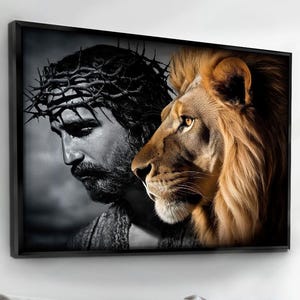 Jesus the Lion of Judah Canvas Print – Christian Wall Art | Faith-Inspired Lion Painting | Spiritual Religious Home Decor - Catholic Art