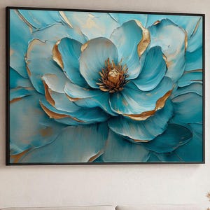 Blooming Blue Petals Leinwanddruck – Elegante Blumenwandkunst für Schlafzimmer, Wohnzimmer oder Büro – Botanische Blaue Blumen Malerei