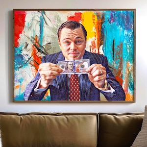 Wolf of Wall Street, Canvas Wall Art, Money Talks, Modern Pop Art, Abstract Decor, Invincible, Wall Art, Office Decor, Motivational Decor