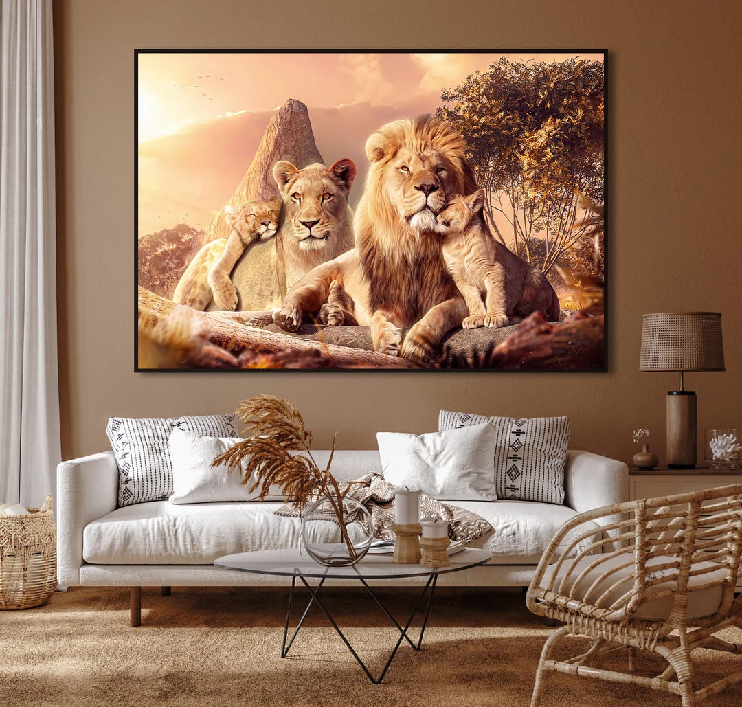 Lion Family Canvas Art | Safari Animal Wall Decor - Etsy