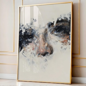 Beautiful Eyes Abstract Canvas | Minimalist Eye Line Art | Elegant Face Wall Decor | Feminine Aesthetic Painting | High-Quality Canvas Print