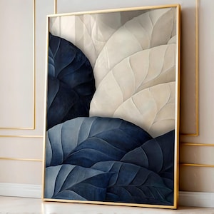 Moldura de Folhagem Contrastante - Arte Abstrata de Folhas em Tela | Decoração de Parede em Tons Terrosos | Impressão Moderna Inspirada na Natureza para Casa