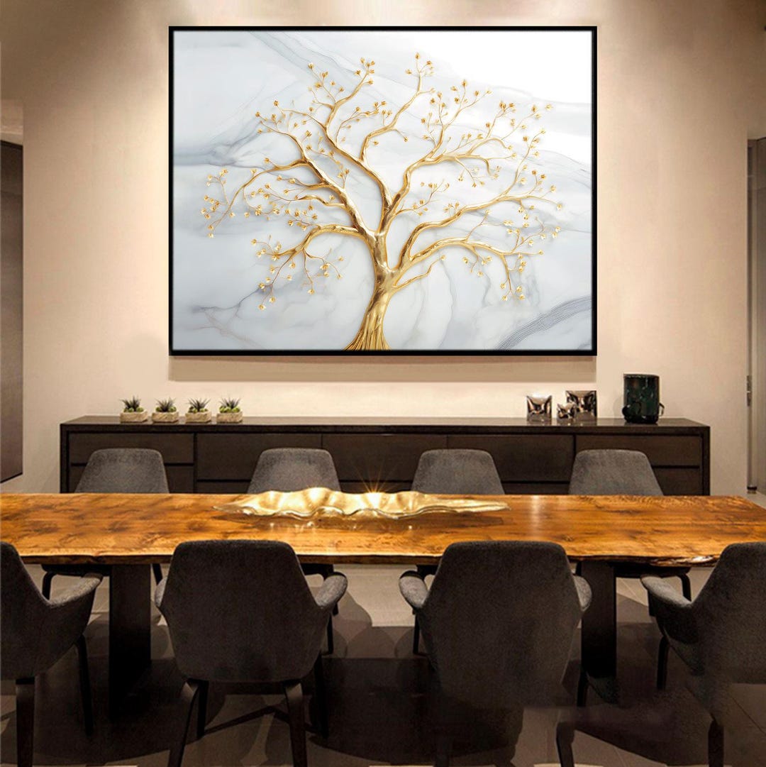 Gold Tree Canvas Art – Marble Abstract Painting, Elegant Wall Decor - Etsy
