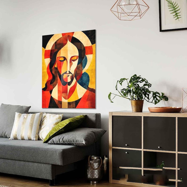 Geometric Jesus Canvas Print – Modern Christian Wall Art - Etsy