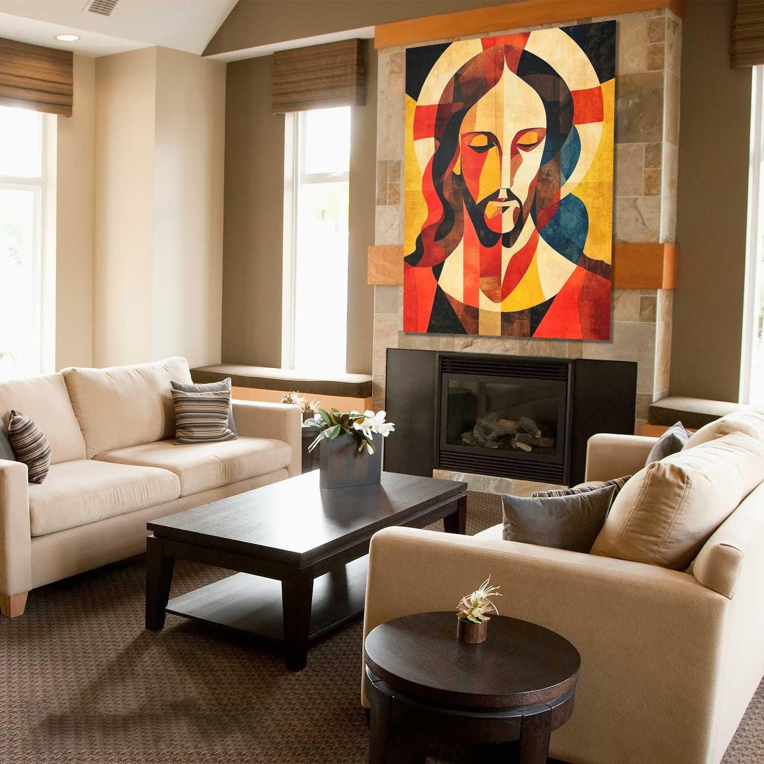 Geometric Jesus Canvas Print – Modern Christian Wall Art - Etsy