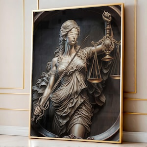 Dea della Giustizia, Arte Astratta da Parete - Lady Justice Canvas - Decorazione da Ufficio Bilancia della Giustizia - Set di Stampe per Avvocati - Regalo per Professionisti Legali