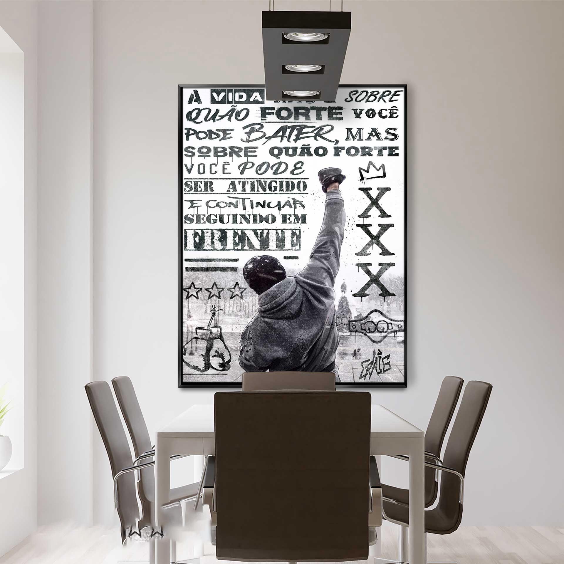 Tableau Street Art Rocky Balboa – Toile Graffiti Moderne – Décor Mural Gym