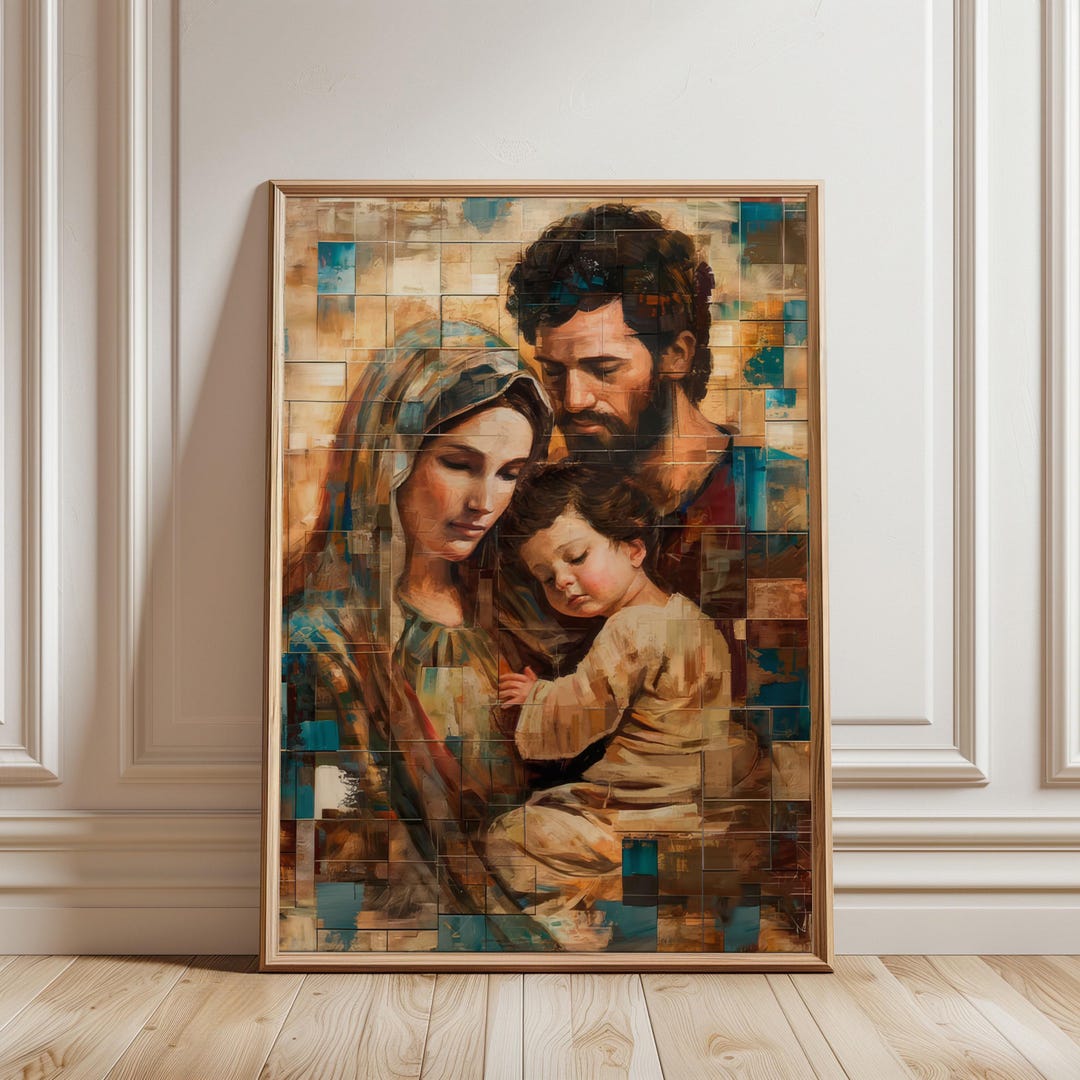 Holy Family Canvas Print – Abstract Christian Art, Religious Wall Decor ...