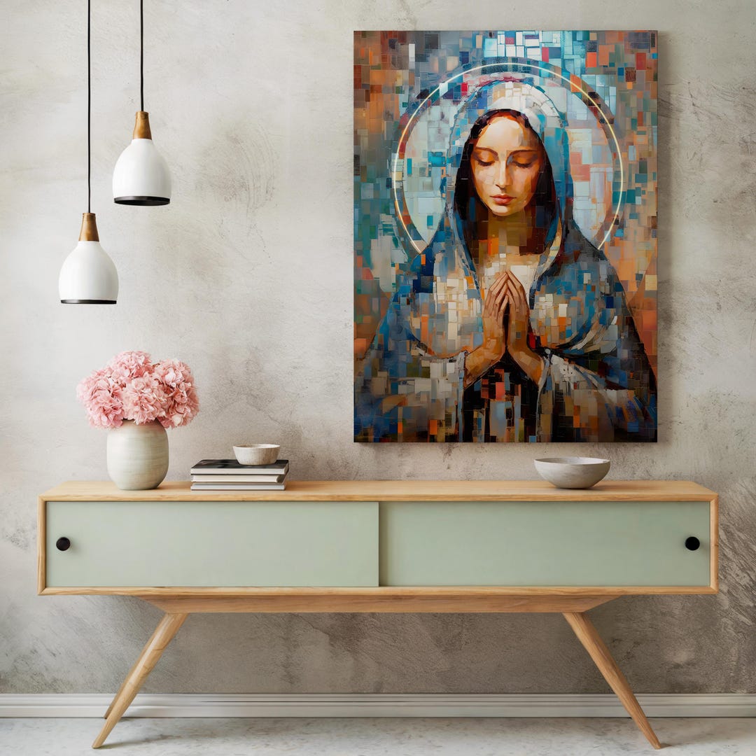 Virgin Mary Catholic Wall Art for Modern Homes | Mother Mary Home Decor ...