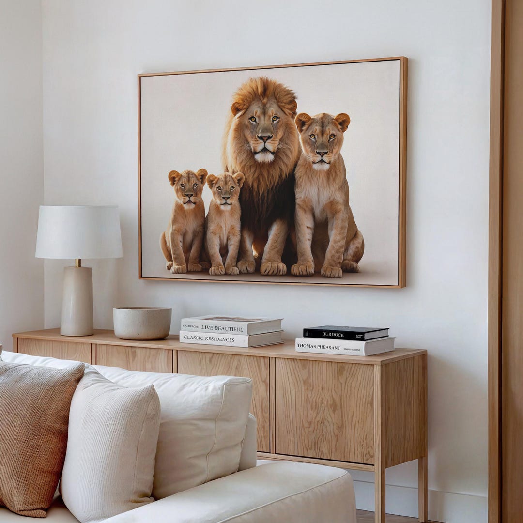Lion Family Canvas Art | Safari Wildlife, African Animal Decor - Etsy