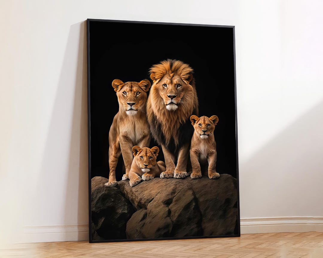 Lion Family Canvas Art | Safari Animal Wall Decor - Etsy