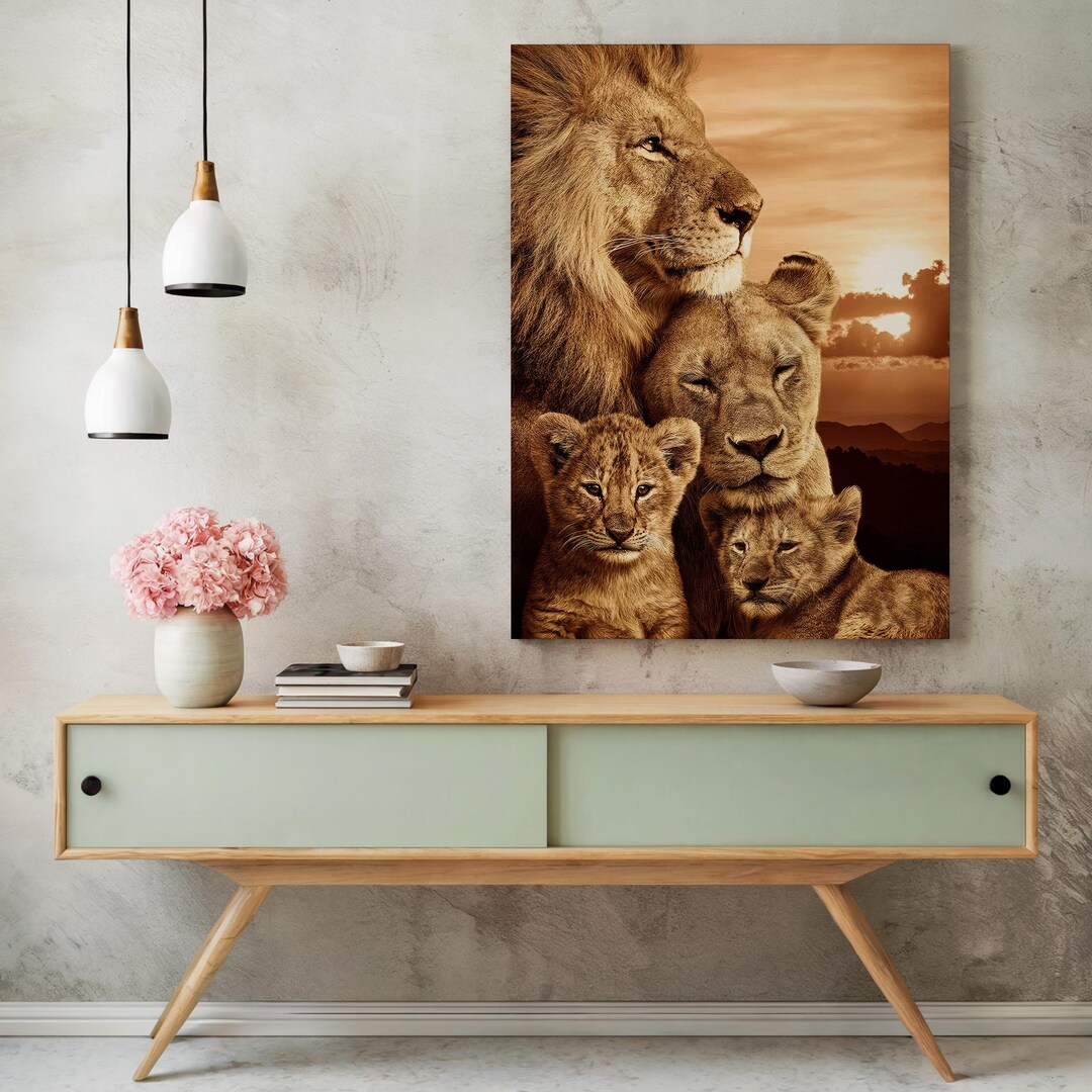 Lion Family Canvas Art | Safari Wall Decor - Etsy