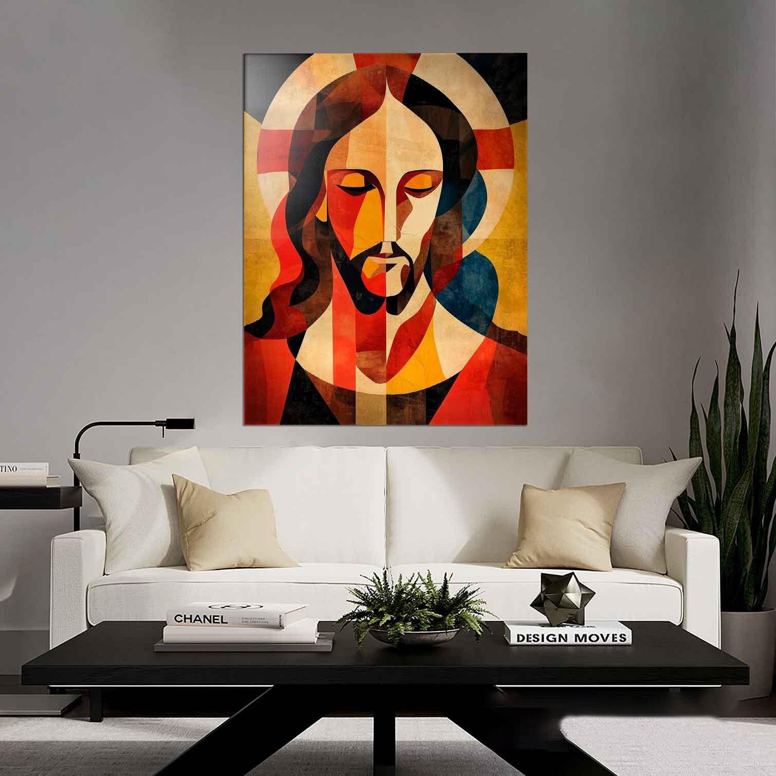 Jesus Geometric Geometric Jesus Canvas Print – Modern Christian Wall Art - Etsy