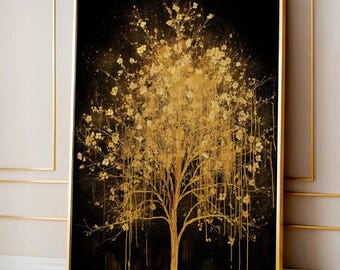 Impression sur toile Arbre de vie doré – Art mural spirituel