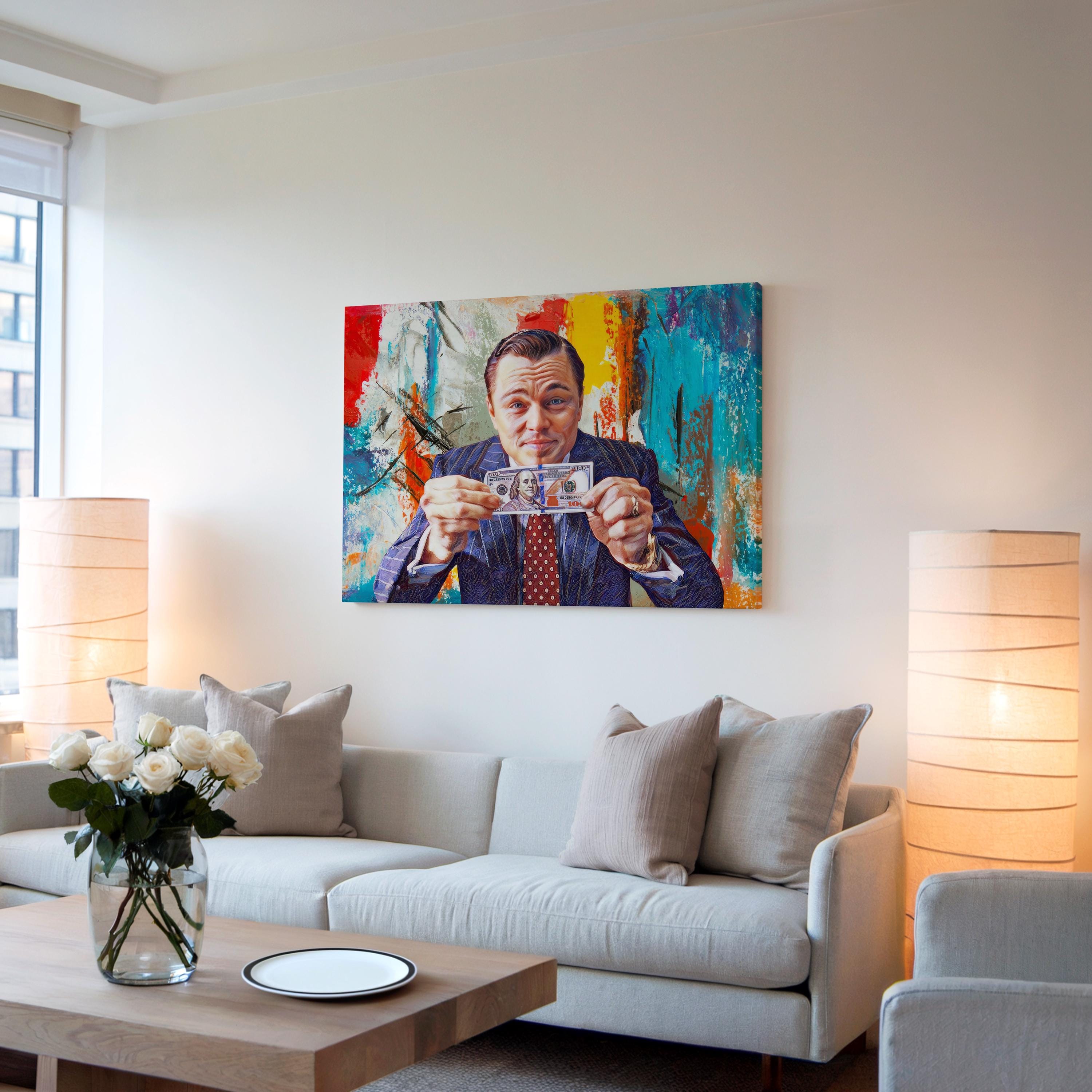Wolf of Wall Street, Canvas Wall Art, Money Talks, Modern