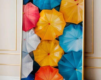 Bunte Regenschirme Leinwanddruck - Urban Street Art, Home Decor